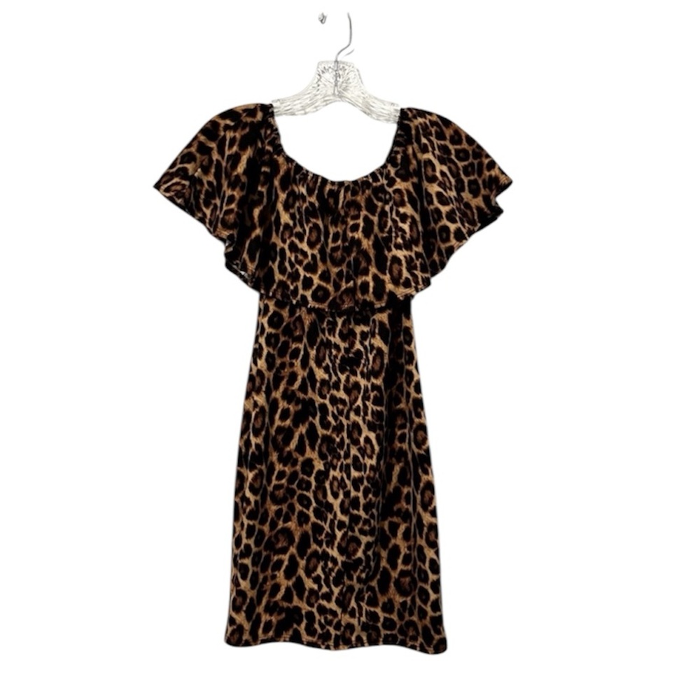 Pinc Leorard Print Off Shoulder Animal Print Stretchy Mini Dress Sz M